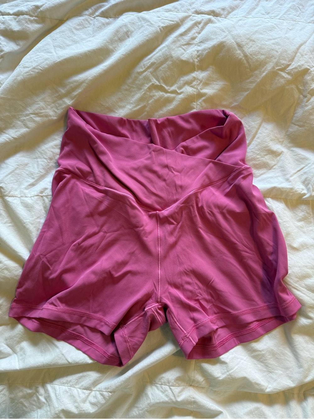 aerie Fold-Over Waist Pink Bike Shorts
